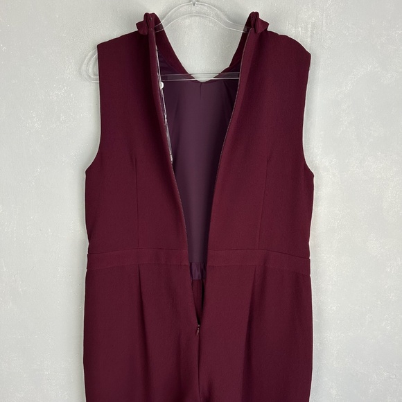 Trina Turk size 14 jumpsuit burgundy sequin collar wide leg sleeveless NEW - Picture 12 of 16